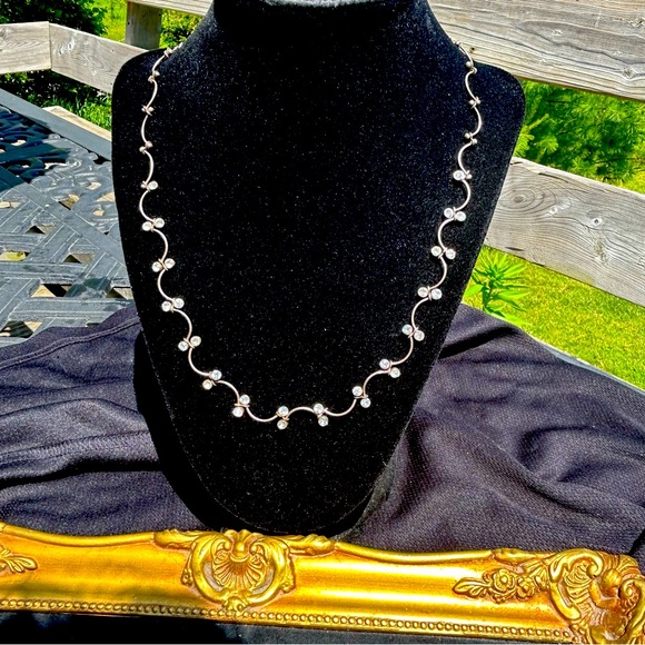 Vintage Sterling Silver and Rhinestone Necklace - Picture 1 of 5